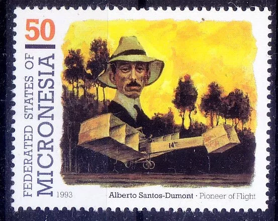 Alberto Dumont, Brazilian Aviation pioneer, Micronesia 1993 MNH