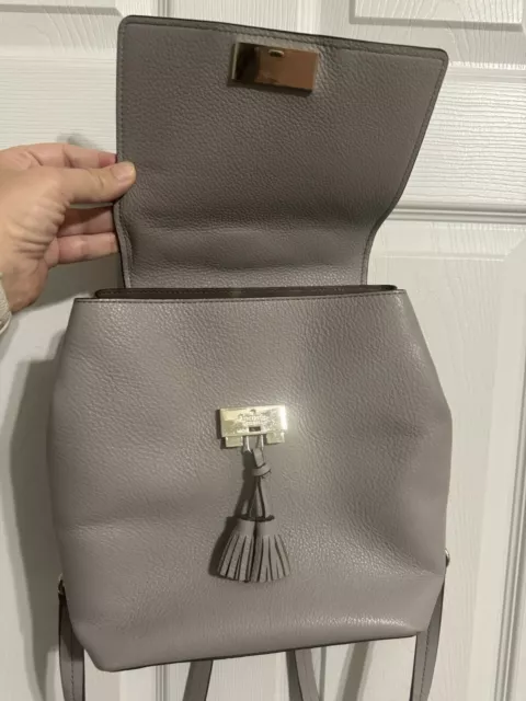 KATE SPADE NEW York Gray Pebbled Leather & Suede Small Backpack Handbag ...