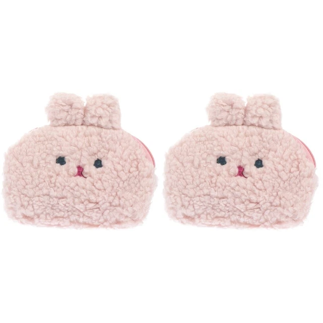 2 Pcs sac à main pochette rouge à lèvres lapin en peluche trousse de maquillage