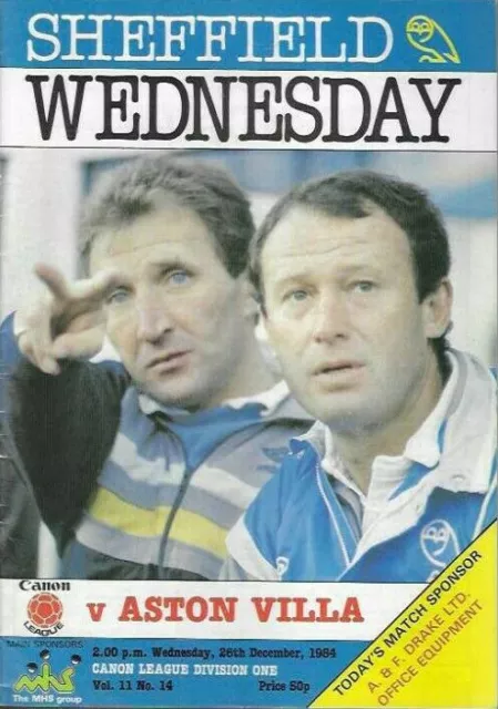 1984/85 Sheffield Weds v Aston Villa – First Division PROGRAMME (1012048)