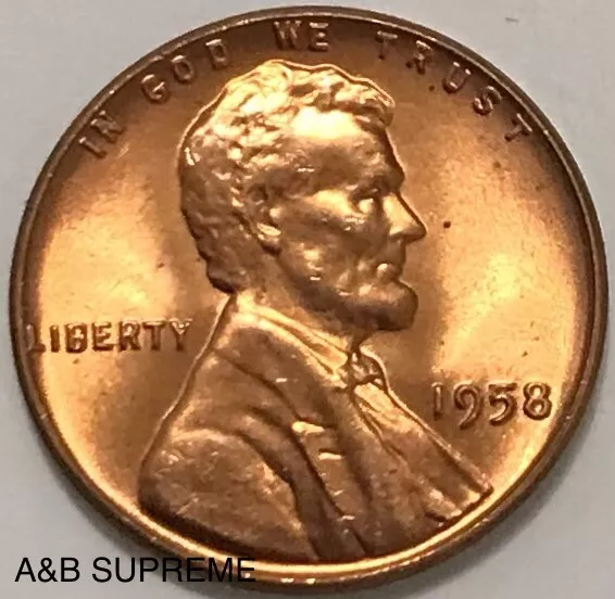 1958 Lincoln Wheat Cent Bronze Penny Gem Bu Uncirculated