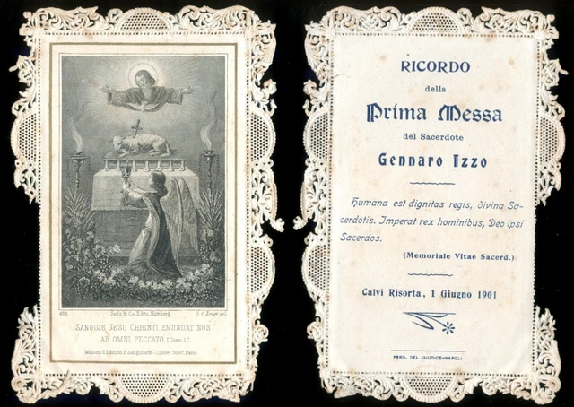CALVI RISORTA Caserta 1901-RICORDO 1^MESSA-SACERDOTE GENNARO IZZO-SANTINO