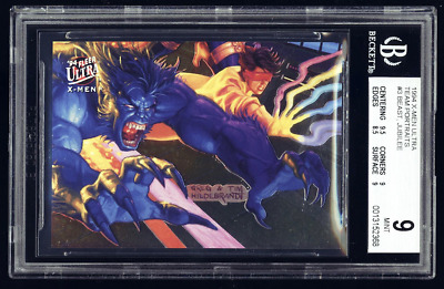 1995 X-Men Ultra Chrome Marvel Team Portraits Foil BEAST JUBILEE BGS 9 POP 1