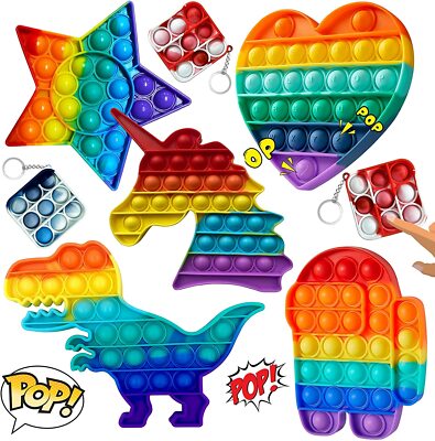 Helado Caballo y Ballena Fidget Toy Pack antiestres Push Bubble para aliviar estrés y ansiedad de niños y Adultos Fidget Toys Baratos Oso Tumuka® 4 Piezas Juguete sensorial Pop it Pack 