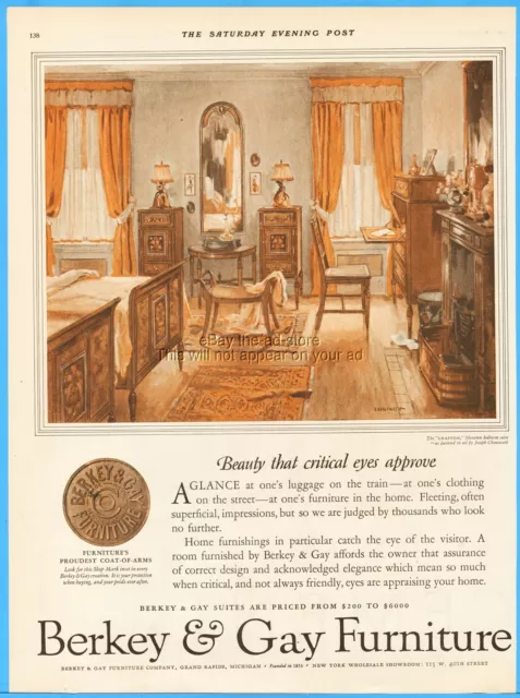 1927 Berkey Gay Furniture Grand Rapids MI 20's Bedroom Suite Joseph Chenoweth Ad