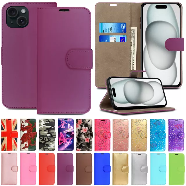 Leather Flip Magnetic Phone Case for iPhone 15 14 13 12 11 Pro Max 7 8 XR XS Max