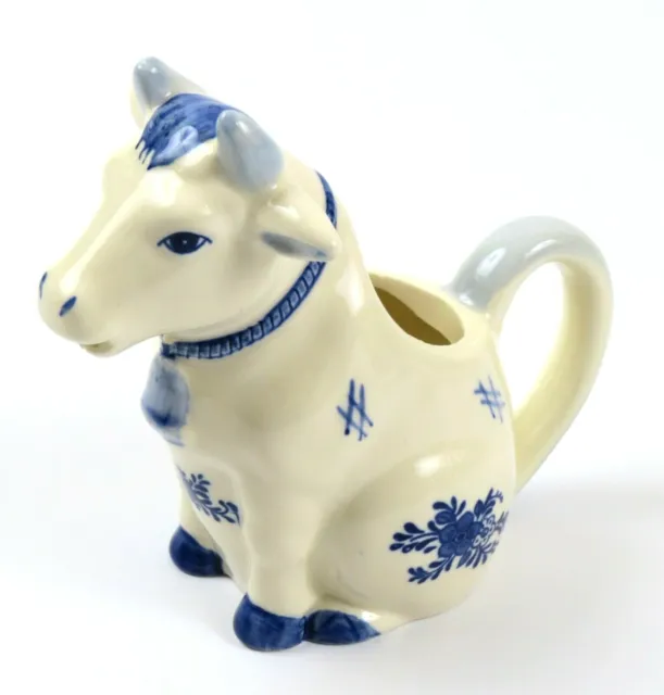 Delft Blue Style Sitting Cow Vintage Hand Painted Creamer Mini Pitcher