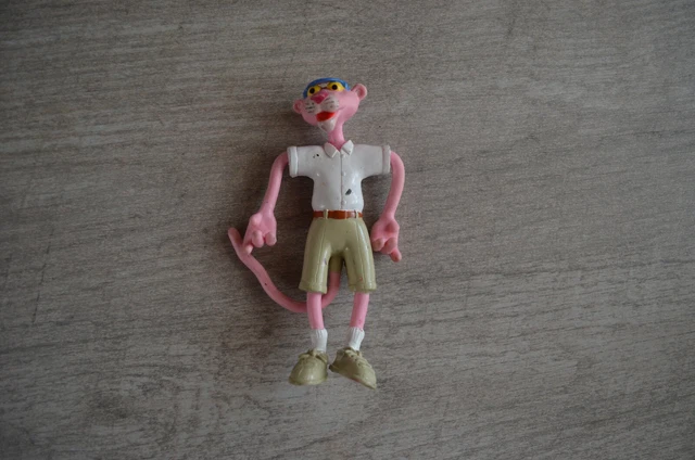 Figurine Ancienne La Panthère Rose En PVC Souple - Style Baseball Vintage, Collection Rétro