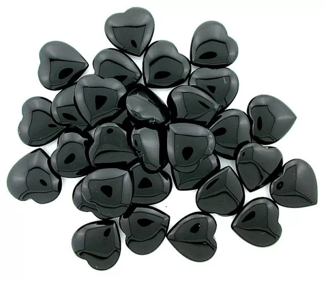 ONE Pair 20mm 4/5 Inch Top Drilled Natural Heart Black Onyx Focal Bead Gem