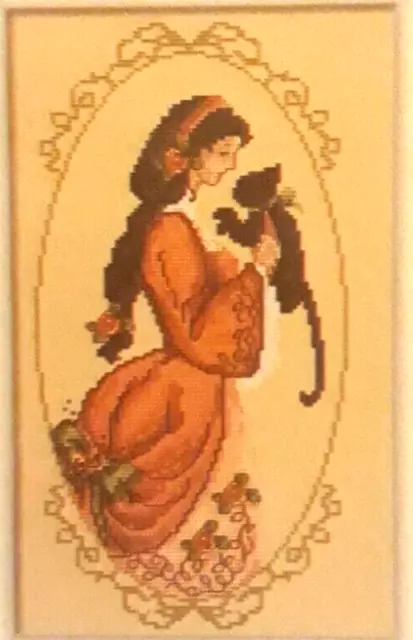 Passione Ricamo Italian Cross Stitch Chart 'Fall Lady' Lady & Cat NEW UNOPENED!