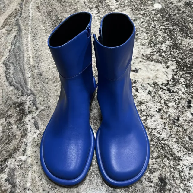 Proenza Schouler Leather Ankle Boots Blue Size 37 Made In Italy