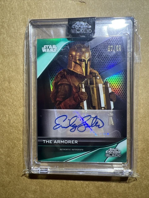 2023 Topps Star Wars Chrome Black Emily Swallow as The Armorer Auto 97/99