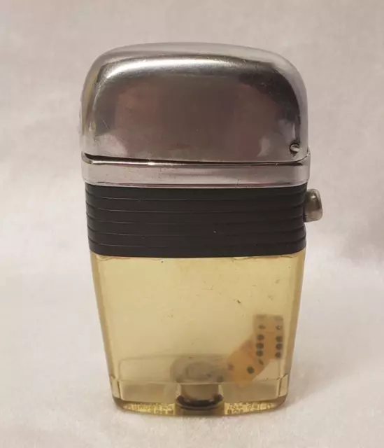 Vintage Scripto Vu-Lighter With Two Mini White Dice Inside w/Black Band