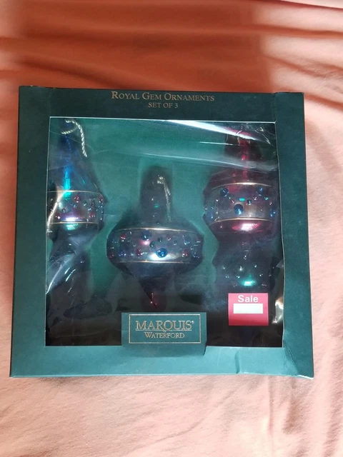 Waterford Marquis Ornament Spires Iridescent Pastel Gems Set of 3 Ornaments Box Waterford Marquis Ornament Spires Iridescent Pastel Gems Set of 3 Ornaments Box