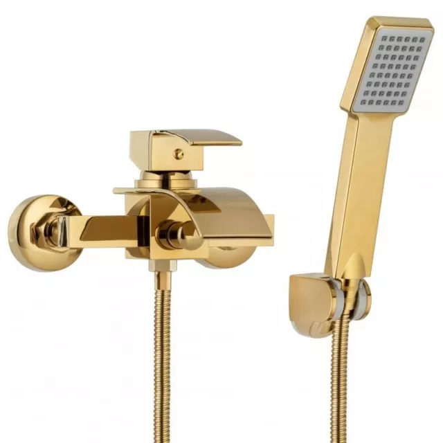 YOKA Luxury Brass Gold Basin And Bath Mixer With Hand Shower Set of 3 2