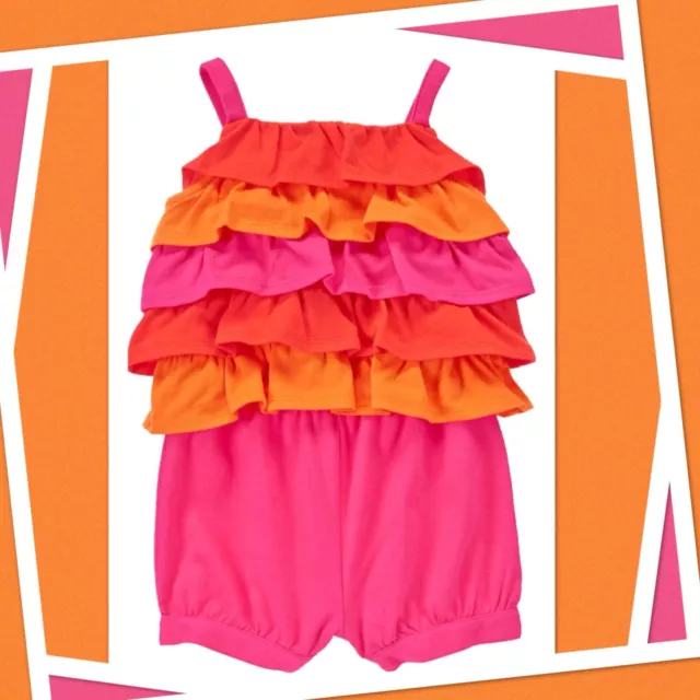 NWT 5T Gymboree “RESORT COLLECTION Ruffled Cotton Hot Pink ROMPER Swimsuit Cover 2