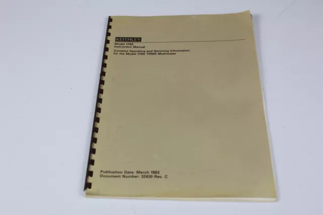 Le manuel d'instructions Keithley 179A contient des informations d'utilisation et d'entretien