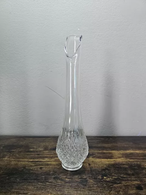 Vintage Fenton-Olde Virginia Glass- Swung Vase-Clear-Approx 13.5 Inch - Stamped