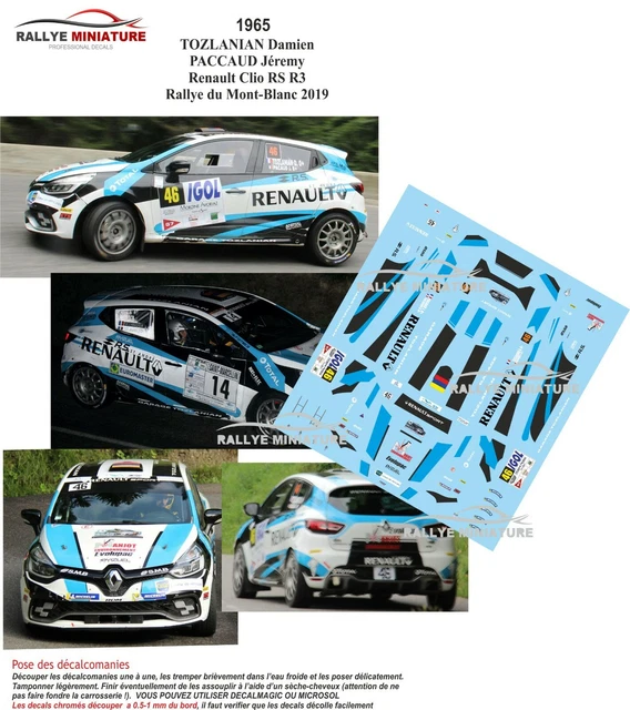 DECALS 1/24 REF 1555 RENAULT CLIO WILLIAMS SALANON RALLYE PAYS DE GIER 1999