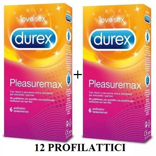 12 profilattici durex love max pleasuremax con rilievi e nervature stimolanti