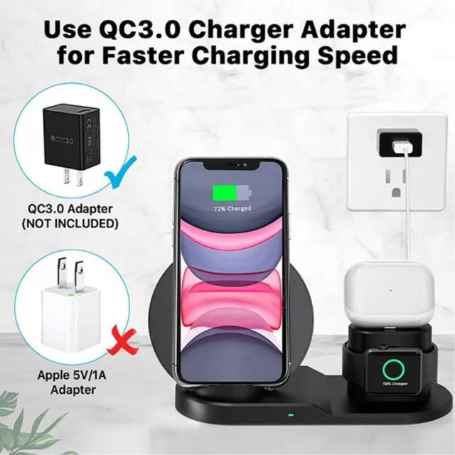 AU Stock 3 in 1 Fast Wireless Charger Station Dock Stand For Apple Watch iPhone 3