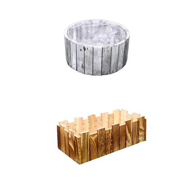 Holz-Garten-Blumentopf, Holz-Blumentopf für drinnen und draußen, Terrasse,