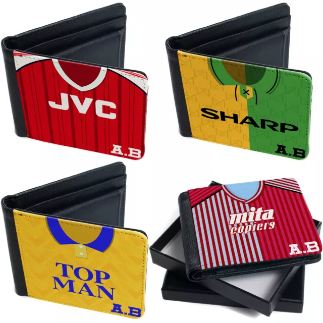 Retro Football Shirt Wallet Bi Fold Coin Card Holder Personalised ALL TEAMS