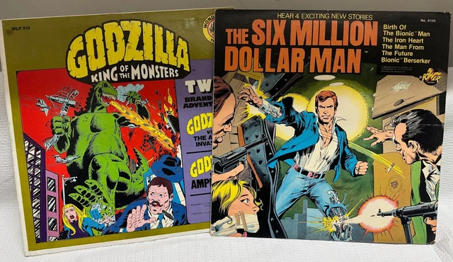 Lot of (2) Vinyl Godzilla King of the Monsters and Six Million Dollar man
