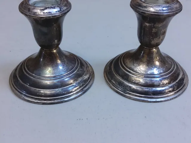 Pair Vintage Reed & Barton Sterling  Weighted And Reinforced Candleholders #20