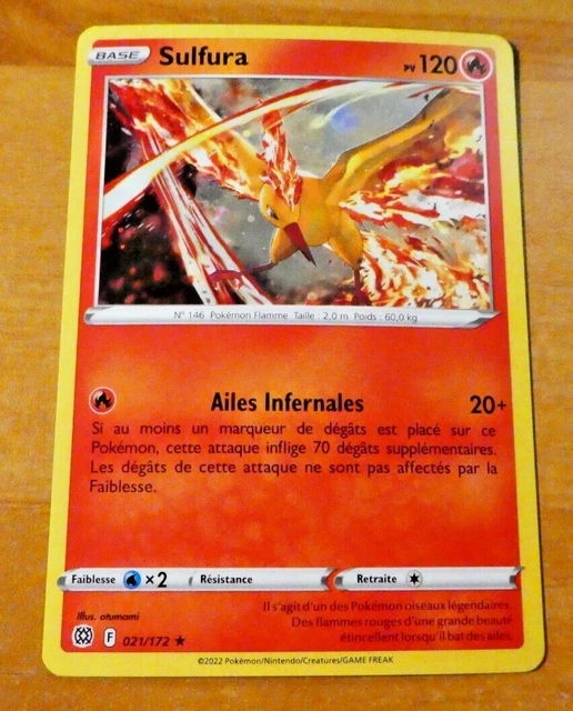 Pokemon Moltres Card Pokemon Card: SULFURA 146/165  Rare (Non-Holo) From  MEW 151 Set, French Golden Pokemon Cards