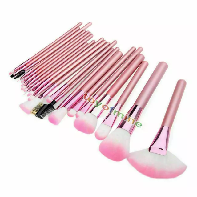 Prima de cepillo cosmético 22x Profesional Kit de maquillaje+Funda de cuero rosa