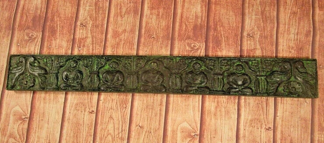Old Vintage Deep Hand Carved Wooden  Wall Hanging Lord Buddha 36" L Panel