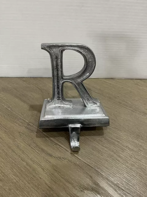 Pottery barn Silver Letter Christmas stocking holder R or Y