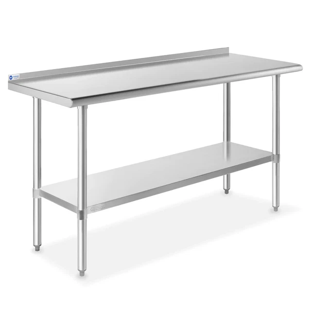60 x 24 Inch NSF Stainless Steel Prep Table w/ Backsplash