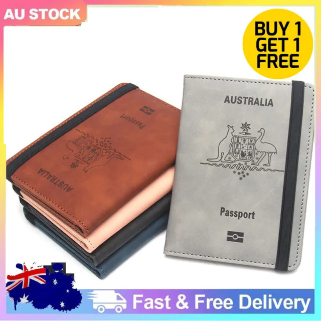 Travel Passport Case Leather ID Card Wallet Holder RFID Blocking Anti Scan Cover
