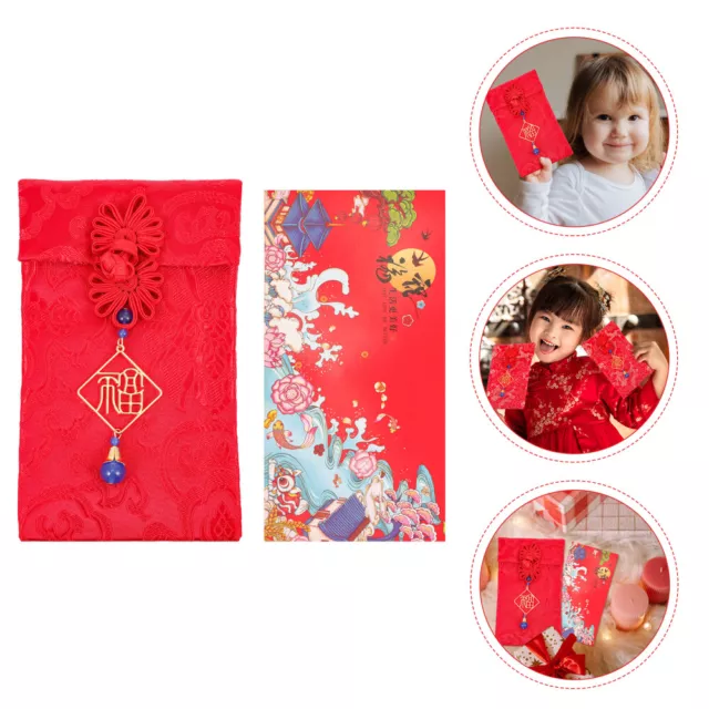 Lunar New Year Red Packets Cloth Envelope Purse Purses Lai Si Feng