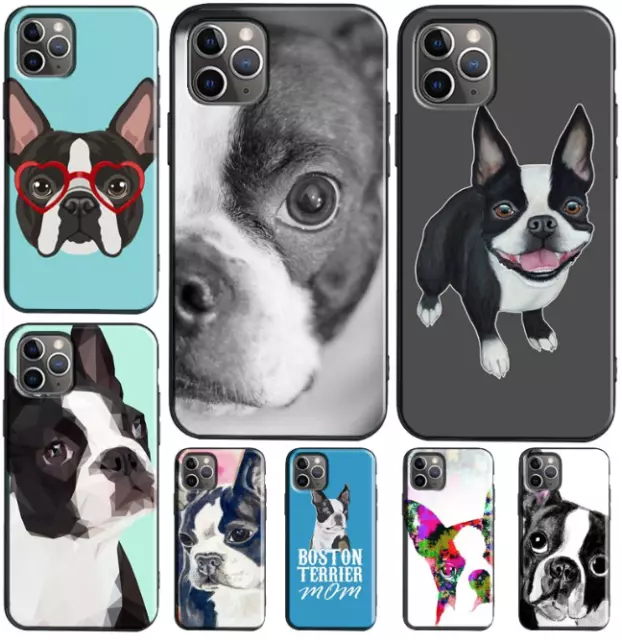 Boston Terrier Dog Chien Coque Cover Case For iPhone 14 Pro Max 13 12 11 Xr Xs 8