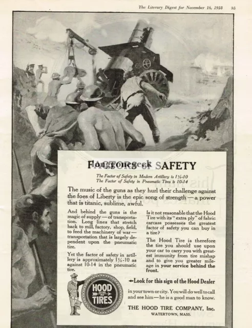 1918 Hood Tire Co. Factors of Safety Watertown MA Vintage Ad