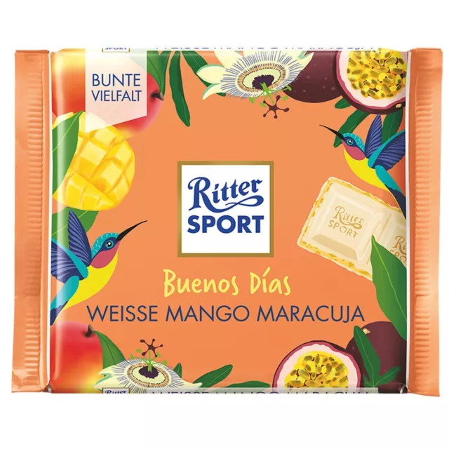 Ritter Sport Buenos Dias White Mango Passion Fruit Crisp Chocolate 3 Bars x 100g