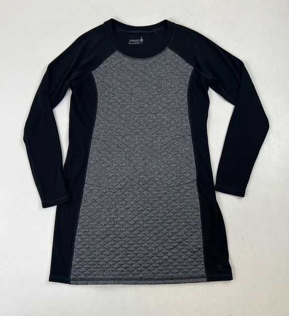 Womens Smartwool Diamond Peak Black/Gray Quilted Dress w/Pockets Sz L Merino