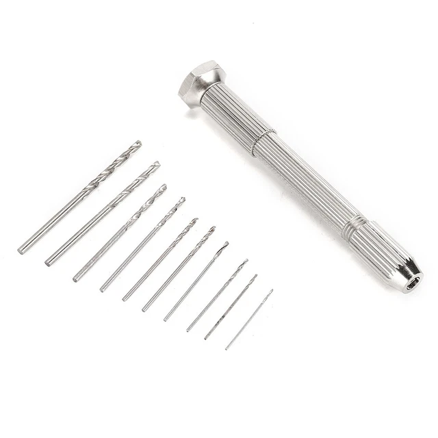 Mini Hand Drill With Keyless Chuck 10Pcs 0.8-3.0mm HSS Drill Bits DIY Tool Kit