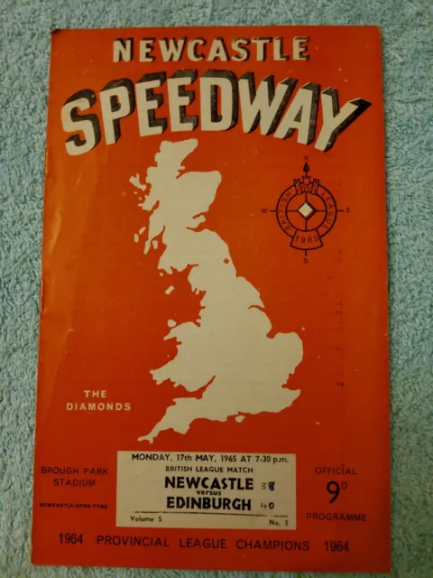 NEWCASTLE SPEEDWAY 1965 DIAMONDS v EDINBURGH MONARCHS. 17th MAY. 5th MEETING