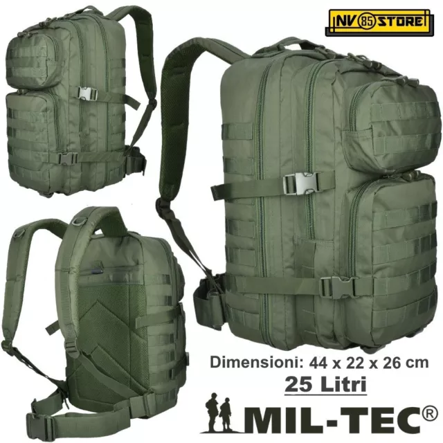 Zaino Tattico Incursore Mil-Tec Miltec Assault 25-30 Litri Verde Green Softair