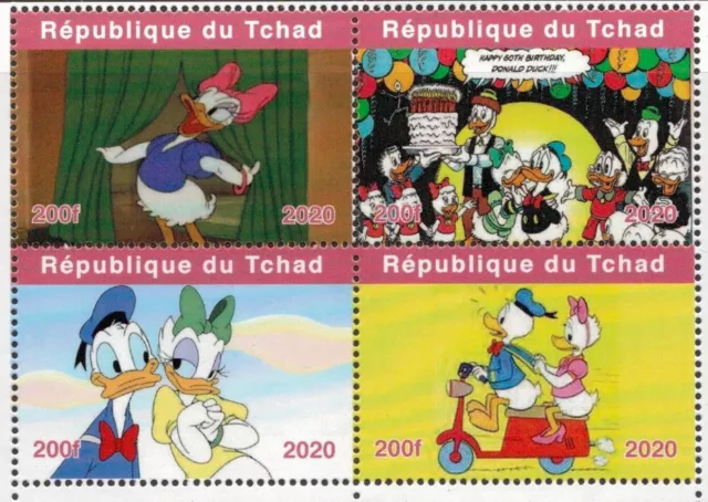 Donald Duck Walt Disney Cartoon Block Of Four Stamps 2020 (Nl374)