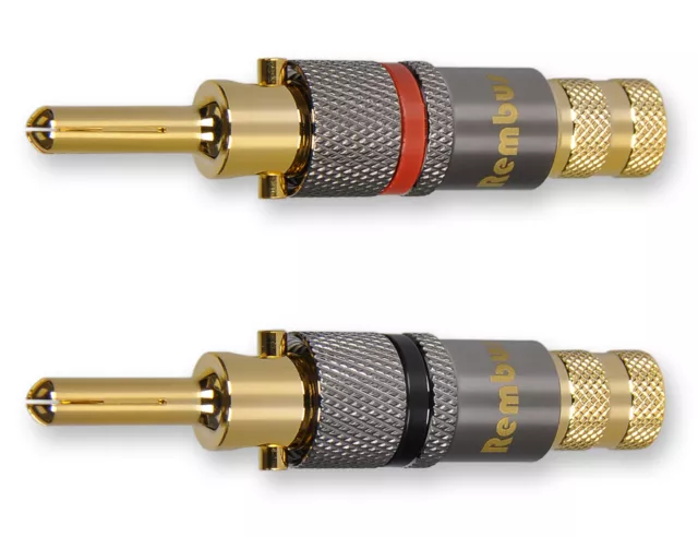 4 x Rembus High End verriegelbare Bananenstecker Bananas 24K vergoldet BS-116