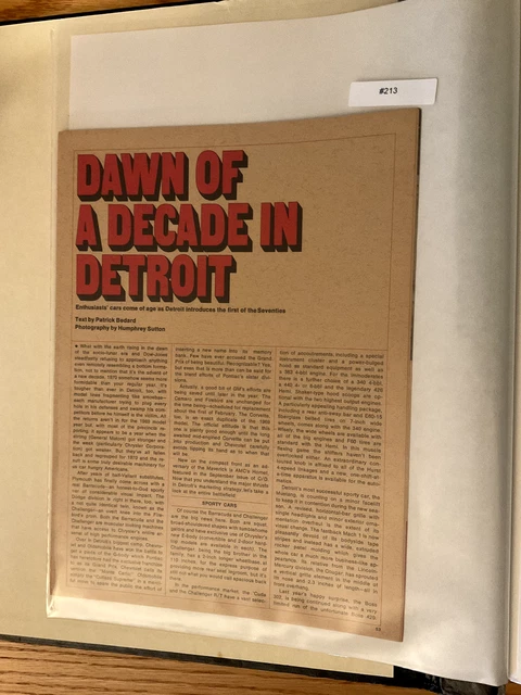 LBVETTE213 Article Pictorial Dawn Of A Decade In Detroit 1970s 16 pg SUPER ITEM!