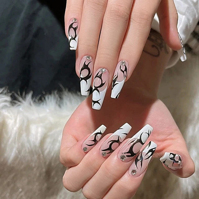 Ballerine Faux apex du cercueil long Portable Faux ongles Pointe des ongles