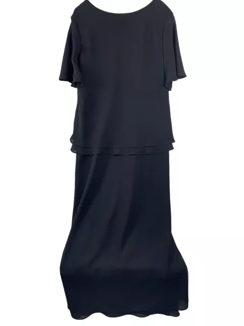 Virgos Lounge Black Maxi Dress Flutter Sheer Sleeves Size 16 Formal Womens Dress