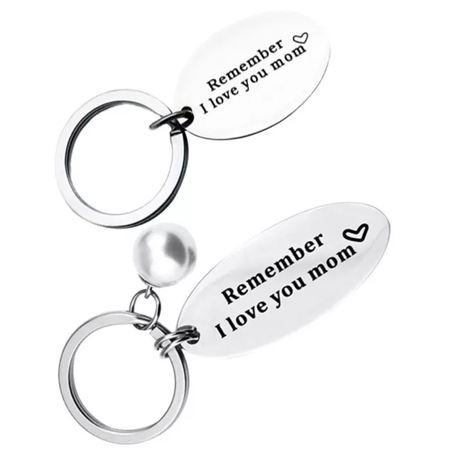 2 Pcs Porte-clés Fête Des Mères Pendentif Acier Inoxydable Cadeaux Voiture