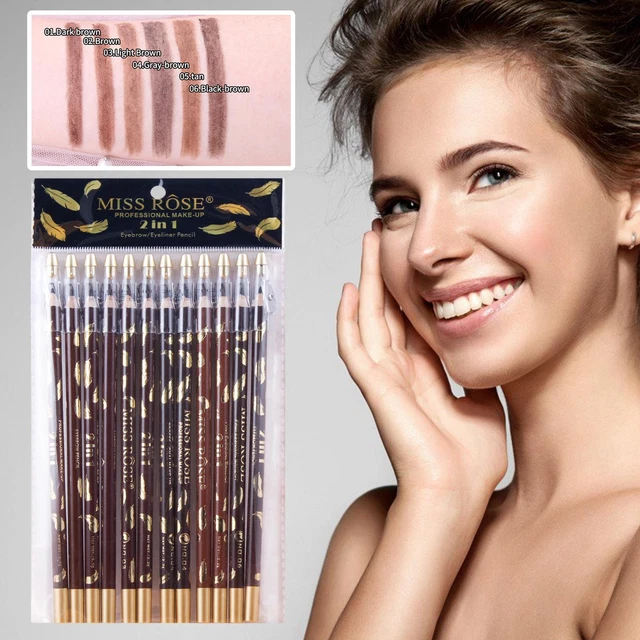12 PIEZAS Delineador de Cejas Impermeable Lápiz Lápiz Herramientas Cosméticas] E9L8